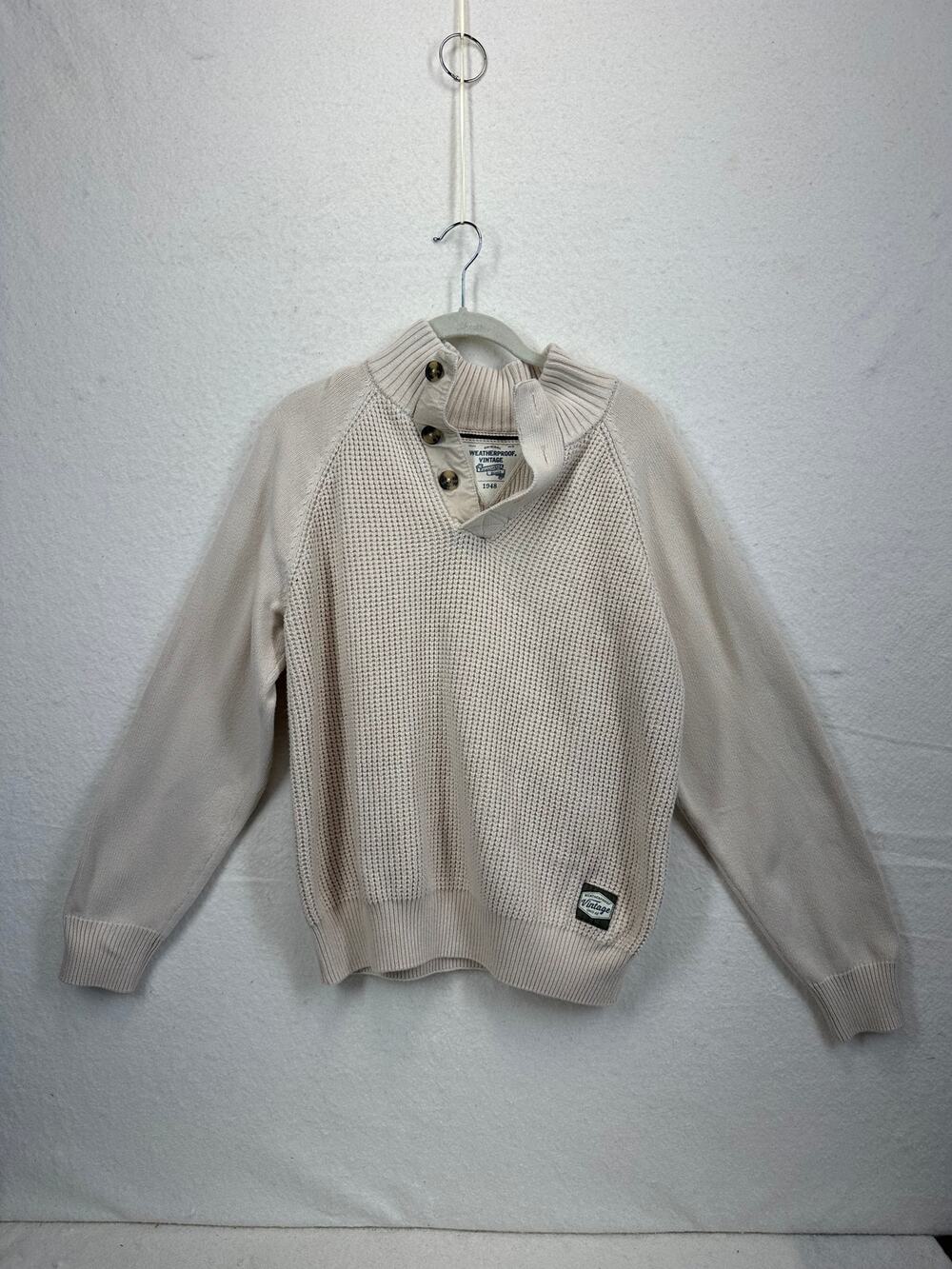 Weatherproof Vintage Brand Shaker Stitch Mock Neck with Raglan Sleeves SZ M